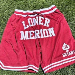 Kobe Bryant #33 Lower Merion HS Official Shorts Red Mens Size Large